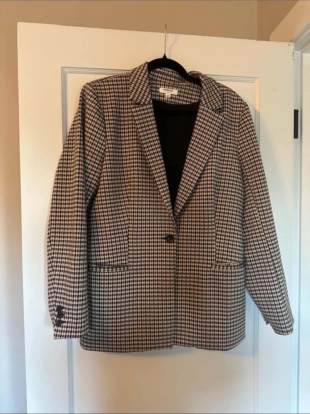 Checked Single-Button Blazer in Black & White by WEEKEND MaxMara